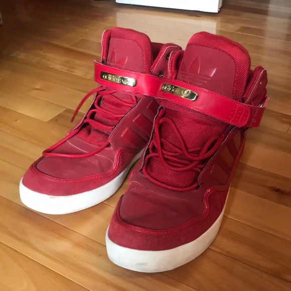 red adidas high tops